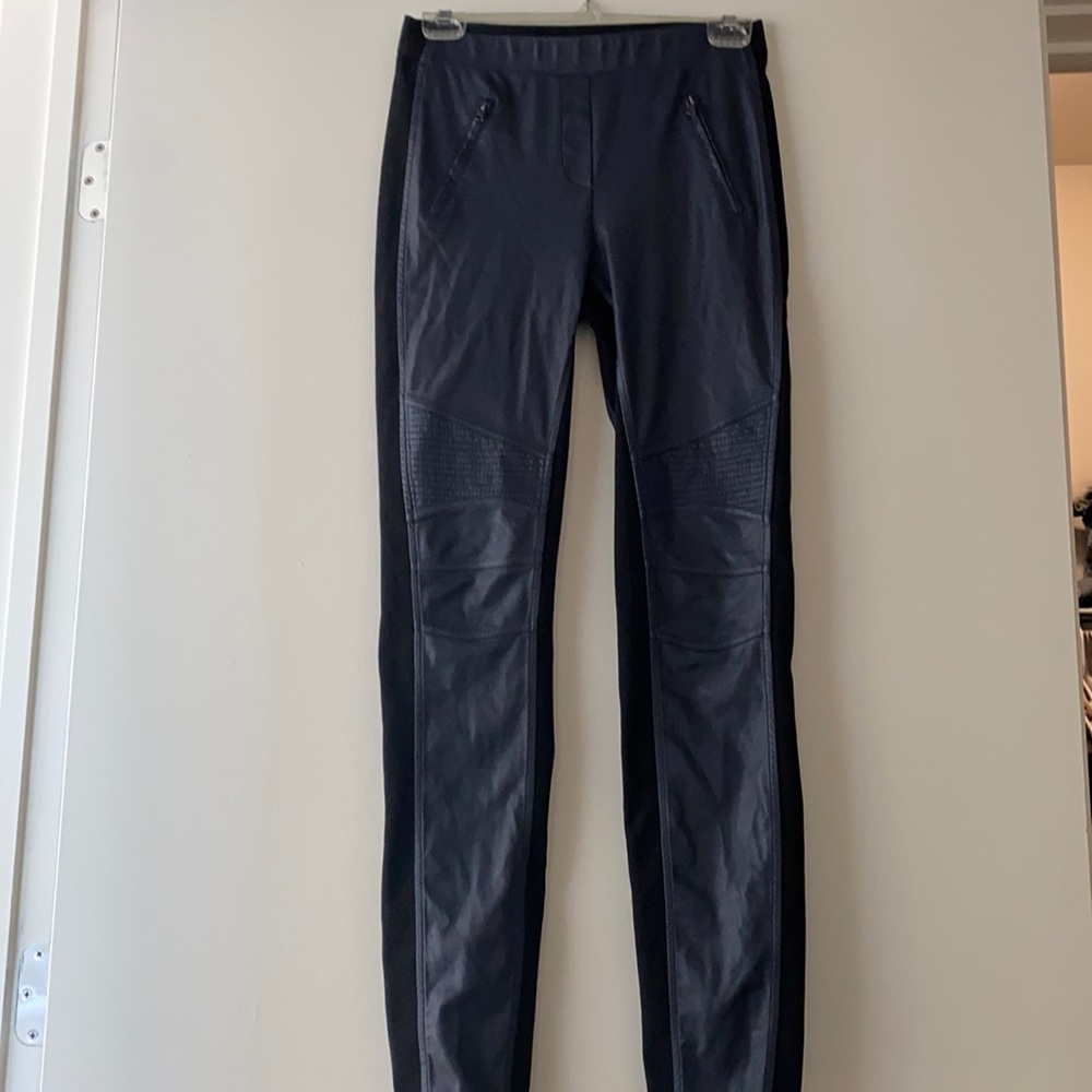 Navy BCBG leather pants